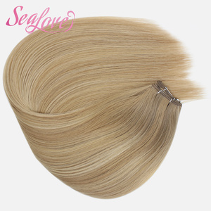 Extensioni per <span class=keywords><strong>capelli</strong></span> russi Genius Wefts slavi a doppia trama, ad alta densità, con estremità piene, 24 pollici, colore misto biondo <span class=keywords><strong>cenere</strong></span> senza cuciture - Product Image 4