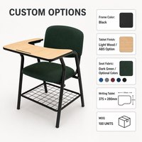 Chaise de formation avec tablette intégrée et étagère de rangement sous le siège pour salles de classe, salles de conférence et salles de séminaire