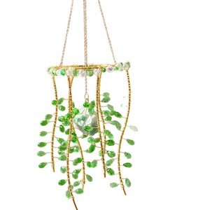 Piedra Natural cristal verde Rama de sauce decoración colgante aéreo colorido Sun Catcher colgante para dormitorio jardín Navidad - Product Image 4