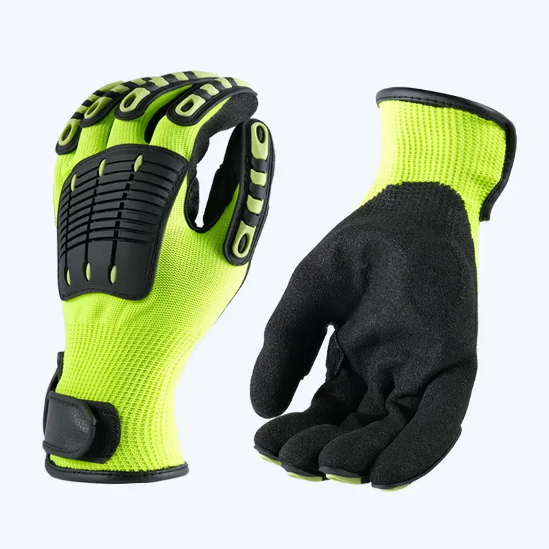 13 Gauge Polyester Safety Work Oilfield Mechanic Custom TPR Protective Impact Resistant Gloves