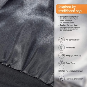 Silky Satin Lined <b>Bonnet</b> Sleep Cap Adjustable Stay on All Night Hair Wrap Cover Slouchy Beanie Curly Silk Hair <b>Bonnet</b> - Product Image 2