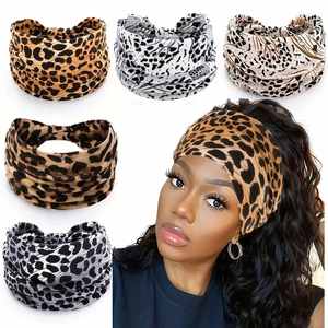 Diadema Deportiva de Estilo Europeo Americano para Niñas, Primavera-Verano, Estampado de Leopardo, Ancha, Elástica, Absorbente de Sudor - Product Image 1