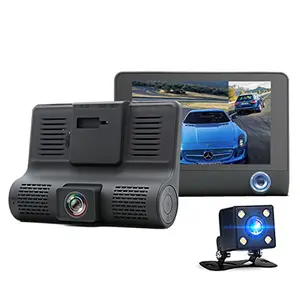 Goldikon full HD 1080P 4 "trois lentilles HD enregistreur vidéo de voiture unité principale pour voitures universelles GPS espejo retrovisor doble camara