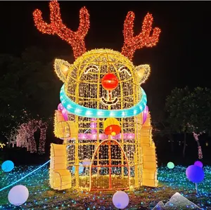 Vanmetta New Technology Outdoor Christmas illumination decorations Large Holiday Lighting Show Cute 3D Reindeer Motif Light