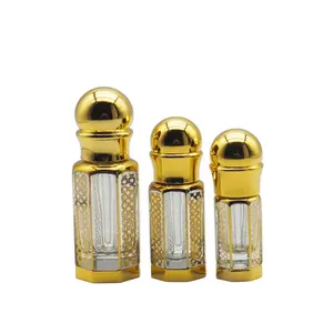 new product golden supplier glass bottle storage 3ml 6ml 12 ml arabic attar perfume oil bottles