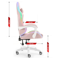 Fauteuil de Gaming LED RGB Rose pour Femme, Nouveau Modèle, Vente en Gros, Meilleure Vente, Fabrication OEM, Chaise de Bureau et de Domicile Colorée avec Lumières RGB pour Gamers