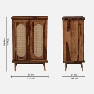 Contemporary Sheesham Wood Bar <b>Cabinet</b> <b>Rustic</b> Teak Finish Solid Hardwood Multi Storage Bar Furniture for Home Living Room - Product Image 6
