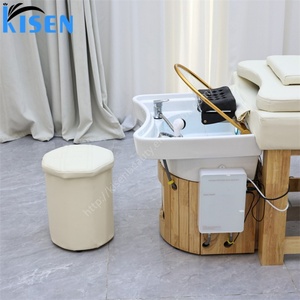 Lit de lavage de cheveux Kisen haut de gamme en bois, moderne et élégant, pour le lavage des cheveux, le spa facial, la thérapie capillaire, fumigé, en promotion - Product Image 2