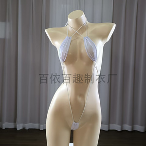 Sexy <b>Bodysuit</b> Women White Spandex Satin See Through Lingerie Set Lianyungang Origin - Product Image 1