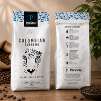 Koffieverpakking Stand Up Pouch met ontluchtingsventiel voor het behoud van de versheid van gebrande bonen, kleine hoeveelheden digitale verpakkingen