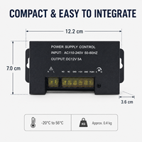 Alimentation pour contrôle d'accès 12V 5A, adaptateur secteur AC 110-240V avec batterie de secours, entrée NC NO, contrôle de verrouillage, temporisation