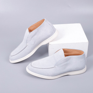 Mocassins élégants pour hommes en <span class=keywords><strong>daim</strong></span> gris, chaussures décontractées confortables pour l'été, l'automne/l'hiver, semelle blanche, mocassins de bureau - Product Image 2