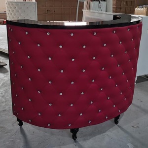 RD02 Bancone Reception Curvo in Velluto <span class=keywords><strong>Rosso</strong></span> Trapuntato per Salone di Bellezza, Vendita Calda - Product Image 5
