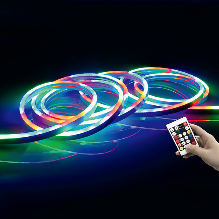 SMD 5050, 48 светодиодов/м, ИК-контроллер, Светодиодная гибкая неоновая лента, IP44, водонепроницаемая наружная Гибкая неоновая Светодиодная лента, RGB 12 В