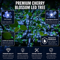 Arbre artificiel à fleurs de cerisier LED commercial, éclairage extérieur IP65, pour parcs à thème, mariages, complexes hôteliers, décorations lumineuses de vacances