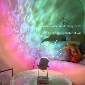 Influencer Dynamic Water Ripple Proyector Lámpara de puesta de sol Fondo en vivo atmósfera luz Rotación de 180 grados Decoración para el hogar - Product Image 2