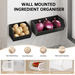 Cajas de almacenamiento montadas en la pared para cocina, cebollas verdes, todo tipo de artilugios mágicos, bastidores, cestas para verduras, frutas, condimentos - Product Image 2