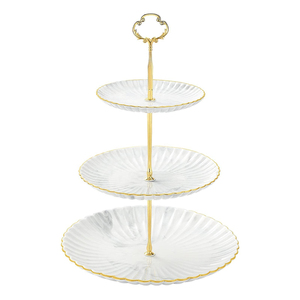 Tivray Custom <strong>3</strong> <strong>Tier</strong> Ceramic Wedding <strong>Dessert</strong> Fruit Snack Cupcake Cake Marble Elegant <strong>Dessert</strong> Stand for Tea Party Serving Platter - Product Image 1
