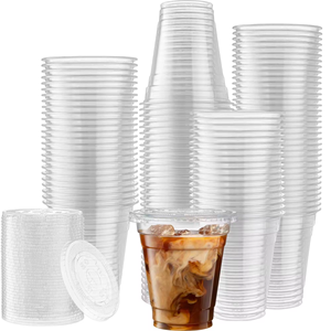 Gobelets en plastique PET jetables avec logo personnalisé, fond plat, calibre 89, différentes tailles (10/12/14/16/20/24 oz) pour les boissons au thé, les boissons froides - Product Image 3