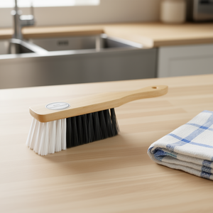 Hand <b>Brush</b> With Black And White Bristles Wooden Handle For Cleaning - Product Image 3