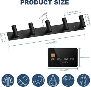 Organizzatore per asciugamani da bagno, ganci in acciaio inossidabile, montaggio a parete, design moderno ed elegante, adatto per cappelli, <span class=keywords><strong>accappatoi</strong></span> - Product Image 3