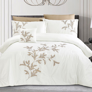 Ensemble de lit dans un sac de couette <span class=keywords><strong>7</strong></span> pièces ensemble de literie en microfibre à broderie florale pour toutes les saisons avec couette drap de lit taie d'oreiller - Product Image 5