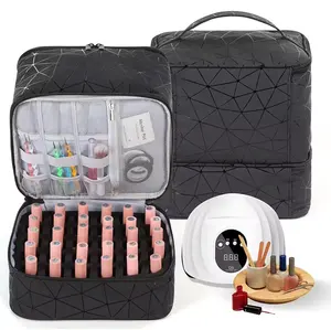 Wholesale Nail Polish Carrying Case Makeup Organizers With Side Pockets For Gel Nail Polish Remover Storage Bag Travel Case