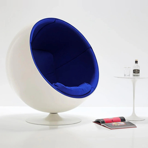 Fauteuil Oeuf au Design Unique Mobilier de Salon Moderne Fauteuil Lounge Rond Ball en Fibre de Verre et Velours Fauteuil Individuel Pivotant - Product Image 3