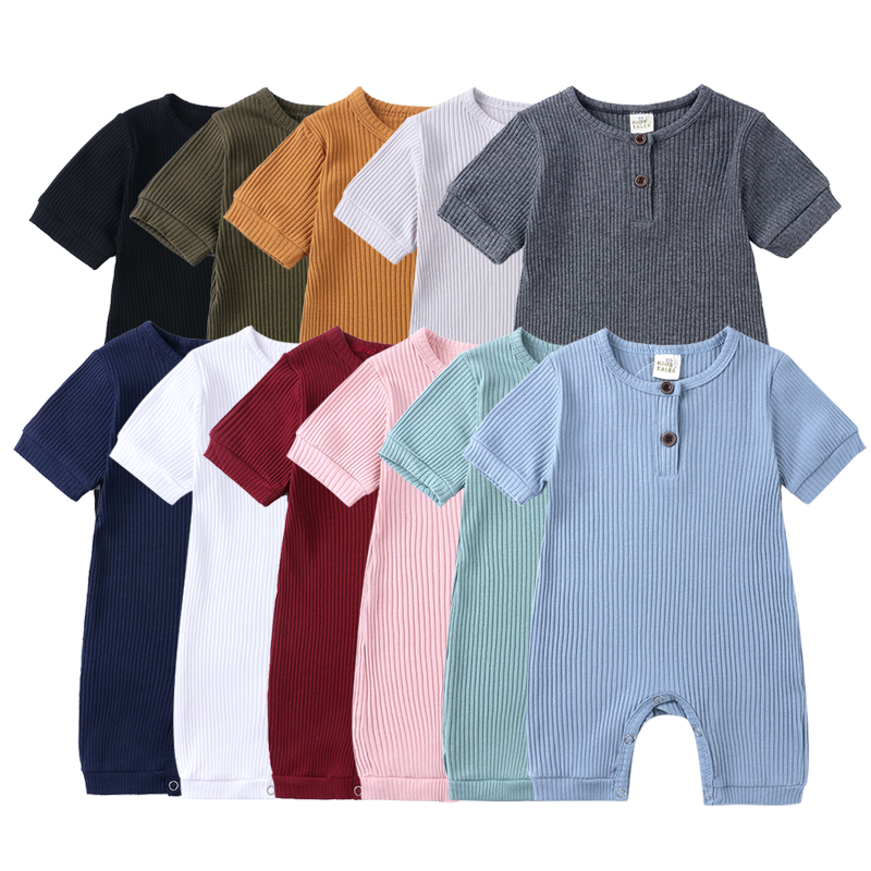 Ribbed Cotton Baby Bodysuit Romper – Newborn Summer Clothes for Baby Boys & Girls Wholesale Infant Outfit