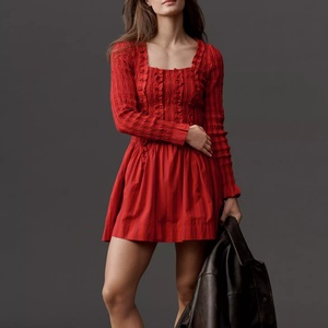 Vestido Maxi con Volantes, Bordado Floral, Lazos de Encaje, Tela Transpirable, Estilo Casual de Verano, Cintura Natural - Product Image 1