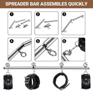 Черная губка 3-секционные железные трубные наручники для женской секс-мебели и игрушек для рук и ног - Product Image 4