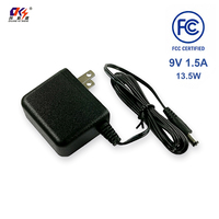 Vente directe d'usine, adaptateurs secteur AC/DC certifiés FCC 9V 1.5A 13.5W, adaptateur d'alimentation mural 9 volts 1.5 ampères pour caméra intelligente