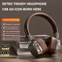 Headphone Retro On-Ear Berkabel/Nirkabel Mode Ganda untuk Peredam Kebisingan Aktif (ANC) Headset Gaming Stereo HIFI Tipe-C