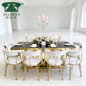 Ensemble de table à manger de luxe pour 12 personnes au design commercial avec base dorée et plateau en verre, élégant et stylé - Product Image 6