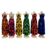 Robe Décontractée d'Été pour Femme Sans Manches, Dos Nu, Imprimée Tie-Dye avec Encolure Épaules Dénudées