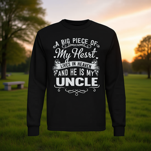 Camiseta de manga larga conmemorativa del Día de los Caídos, con la frase "Mi tío vive en el cielo", camiseta de homenaje familiar para hombre - Product Image 3