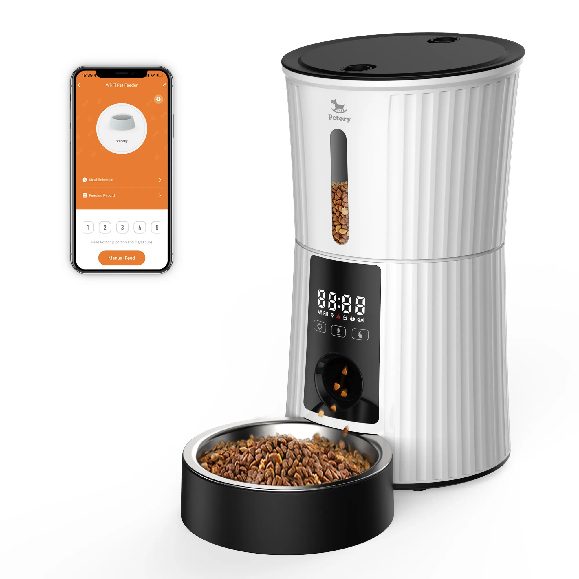 Dispensador de comida portátil automático, capacidad de microchip, negro, automático, Voedsel, perro, gato, alimentador inteligente para mascotas, Wifi, aplicación de teléfono móvil