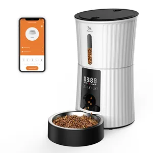 Dispensador automático de comida com microchip, alimentador inteligente para cães e gatos, compatível com celular, com wi-fi, com capacidade para microchip, preto