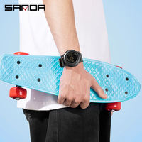 Montre homme Sanda 2189, chronographe de marque haut de gamme, fitness, course à pied, calories, étanche 50 m, montre numérique LED, montre-bracelet homme