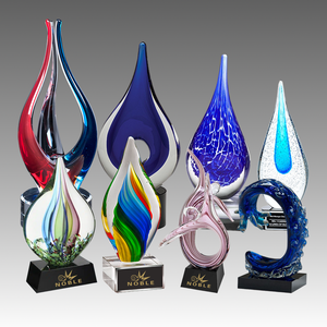 Noble nouvelle conception bleu soufflé à la main Art <span class=keywords><strong>verre</strong></span> goutte <span class=keywords><strong>d</strong></span>'<span class=keywords><strong>eau</strong></span> prix - Product Image 3