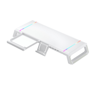 Home Office Desktop Foldable Gaming Lights Computer RGB Monitor <strong>Riser</strong> Stand with USB HUB and Drawer - Product Image 2