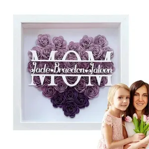Personalisierter herzförmiger blumenschattenbox Rahmen Rose Blumen-Schattenbox mit Namen individuelles Geschenk