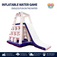 Toboggan aquatique gonflable commercial en PVC, combinaison requin et palmier tropical, avec piscine et glissière, pour usage extérieur/intérieur, adultes et écoles