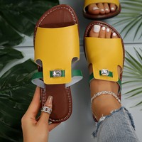 Sandales plates d'été pour femmes, grande taille, à strass papillon, avec bride à boucle haute, pour l'extérieur