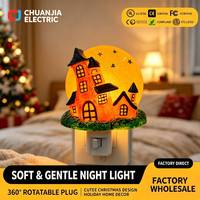 Lampe de lune en plastique pour Halloween, lampe de maison en acrylique sûre à lumière chaude, idée cadeau pour chambre d'enfant