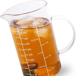 <span class=keywords><strong>Bicchiere</strong></span> da cucina <span class=keywords><strong>bicchiere</strong></span> da 500ML resistente al calore rotondo in vetro borosilicato trasparente misurino tazza da caffè con manico in vetro - Product Image 3