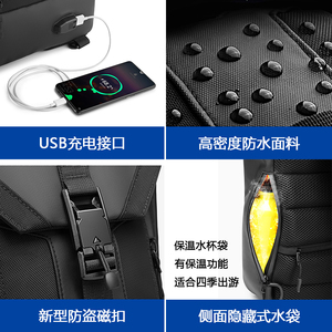 <span class=keywords><strong>Ozuko</strong></span>-Bolso cruzado impermeable con Usb para hombre, <span class=keywords><strong>bandolera</strong></span> pequeña a la moda, para exteriores, 2023 - Product Image 6