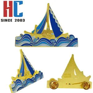 20 년 공장 맞춤형 하드 에나멜 아름 다운 중국 팀 드래곤 보트 축제 기념품 금속 옷깃 핀
