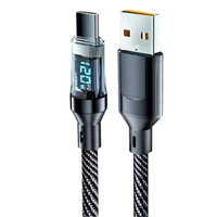Kabel Data pengisian daya Super cepat 100W 120W TYPE-C, layar Digital kompatibel penuh mendukung tampilan daya waktu nyata pada layar LED