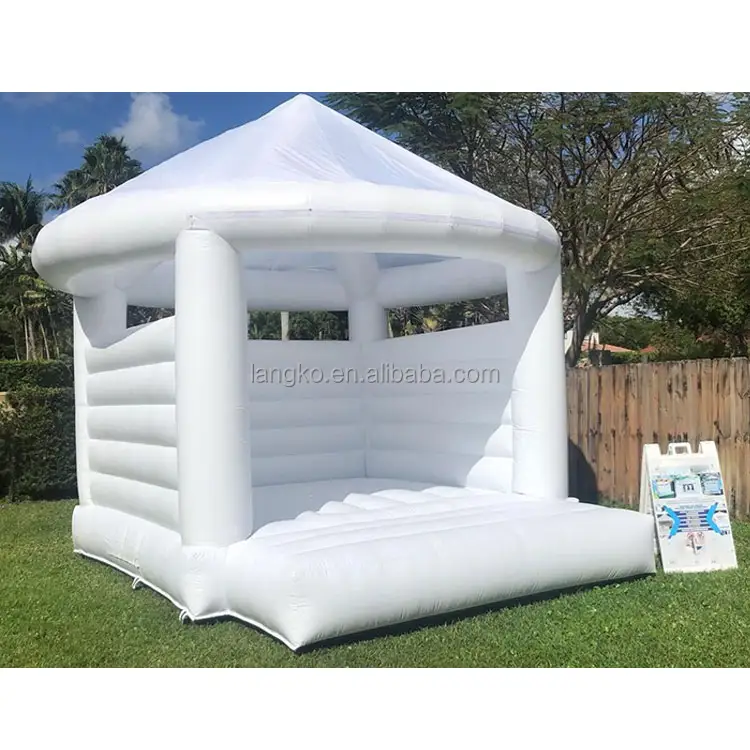 Low price pastel round dome baby all white inflatable bounce house for backyard